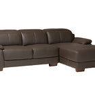 Baxton Studio Reverie Modern Brown Full Leather Sectional Sofa with Right Facing Chaise