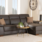 Baxton Studio Reverie Modern Brown Full  Leather Sectional Sofa with Right Facing Chaise