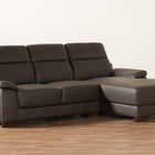 Baxton Studio Reverie Modern Brown Full Leather Sectional Sofa with Right Facing Chaise