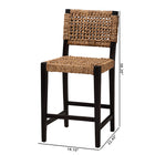 bali & pari Alise Modern Bohemian Dark Brown Mahogany Wood and Seagrass Counter Stool