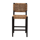 bali & pari Alise Modern Bohemian Dark Brown Mahogany Wood and Seagrass Counter Stool