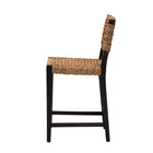 bali & pari Alise Modern Bohemian Dark Brown Mahogany Wood and Seagrass Counter Stool