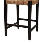bali & pari Alise Modern Bohemian Dark Brown Mahogany Wood and Seagrass Counter Stool