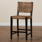 bali & pari Alise Modern Bohemian Dark Brown Mahogany Wood and Seagrass Counter Stool