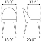 Zuo Silloth Armless Dining Chair (Set of 2) Brown