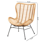 bali & pari Colorado Modern Bohemian Natural Brown Rattan and Black Metal Accent Chair