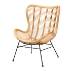 bali & pari Colorado Modern Bohemian Natural Brown Rattan and Black Metal Accent Chair