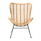 bali & pari Colorado Modern Bohemian Natural Brown Rattan and Black Metal Accent Chair