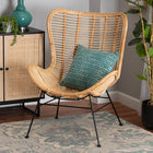 bali & pari Colorado Modern Bohemian Natural Brown Rattan and Black Metal Accent Chair