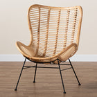 bali & pari Colorado Modern Bohemian Natural Brown Rattan and Black Metal Accent Chair
