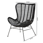 bali & pari Colorado Modern Bohemian Black Rattan and Metal Accent Chair