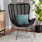 bali & pari Colorado Modern Bohemian Black Rattan and Metal Accent Chair