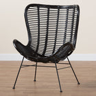 bali & pari Colorado Modern Bohemian Black Rattan and Metal Accent Chair