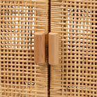 bali & pari Vivan Modern Bohemian Natural Brown Rattan and Mahogany Wood 3-Shelf Storage Cabinet