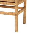 bali & pari Vivan Modern Bohemian Natural Brown Rattan and Mahogany Wood 3-Shelf Storage Cabinet