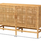 bali & pari Vivan Modern Bohemian Natural Brown Rattan and Mahogany Wood Storage Cabinet