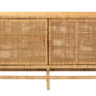 bali & pari Vivan Modern Bohemian Natural Brown Rattan and Mahogany Wood Storage Cabinet