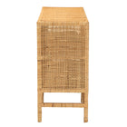 bali & pari Vivan Modern Bohemian Natural Brown Rattan and Mahogany Wood Storage Cabinet