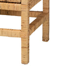 bali & pari Vivan Modern Bohemian Natural Brown Rattan and Mahogany Wood Storage Cabinet