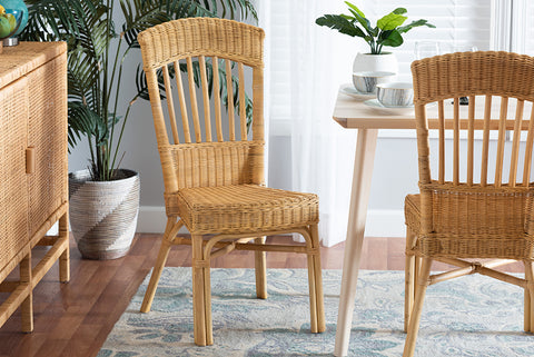 bali & pari Barito Modern Bohemian Natural Brown Rattan Dining Chair