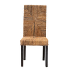 bali & pari Laymi Modern Bohemian Dark Brown Mahogany Wood and Seagrass Dining Chair