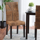 bali & pari Laymi Modern Bohemian Dark Brown Mahogany Wood and Seagrass Dining Chair