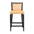 bali & pari Lingga Modern Bohemian Dark Brown Mahogany Wood and Natural Rattan Counter Stool
