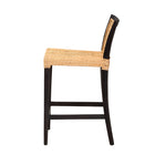 bali & pari Lingga Modern Bohemian Dark Brown Mahogany Wood and Natural Rattan Counter Stool