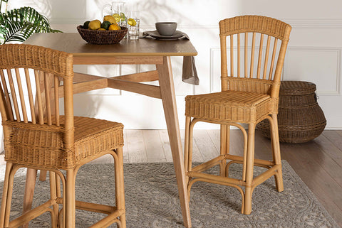 bali & pari Barito Modern Bohemian Natural Rattan Counter Stool