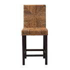 bali & pari Laymi Modern Bohemian Dark Brown Mahogany Wood and Seagrass Counter Stool