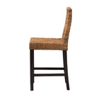 bali & pari Laymi Modern Bohemian Dark Brown Mahogany Wood and Seagrass Counter Stool