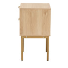 Baxton Studio Dewitt Japandi Light Brown Finished Wood and Gold Metal 2-Drawer End Table