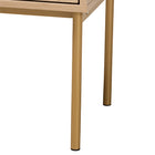 Baxton Studio Dewitt Japandi Light Brown Finished Wood and Gold Metal 2-Drawer End Table