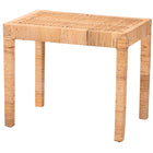 bali & pari Abelia Modern Bohemian Natural Rattan and Mahogany Wood Short Accent Bench
