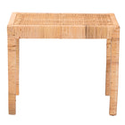 bali & pari Abelia Modern Bohemian Natural Rattan and Mahogany Wood Short Accent Bench