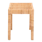 bali & pari Abelia Modern Bohemian Natural Rattan and Mahogany Wood Short Accent Bench