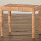 bali & pari Abelia Modern Bohemian Natural Rattan and Mahogany Wood Short Accent Bench
