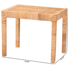 bali & pari Abelia Modern Bohemian Natural Rattan and Mahogany Wood Short Accent Bench