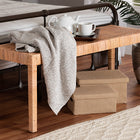 bali & pari Abelia Modern Bohemian Natural Rattan and Mahogany Wood Long Accent Bench