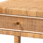 bali & pari Adelia Modern Bohemian Natural Rattan and Mahogany Wood 1-Drawer Nightstand