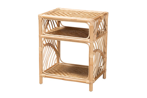 bali & pari Baara Modern Bohemian Natural Brown Rattan Nightstand