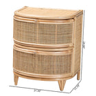 bali & pari Oleta Modern Bohemian Natural Brown Rattan 2-Drawer Nightstand