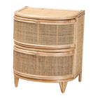bali & pari Oleta Modern Bohemian Natural Brown Rattan 2-Drawer Nightstand