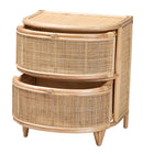 bali & pari Oleta Modern Bohemian Natural Brown Rattan 2-Drawer Nightstand