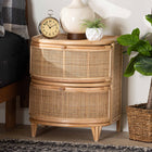 bali & pari Oleta Modern Bohemian Natural Brown Rattan 2-Drawer Nightstand