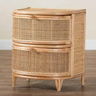 bali & pari Oleta Modern Bohemian Natural Brown Rattan 2-Drawer Nightstand