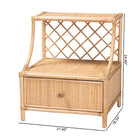 bali & pari Lalo Modern Bohemian Natural Brown Rattan 1-Drawer Nightstand