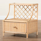 bali & pari Lalo Modern Bohemian Natural Brown Rattan 1-Drawer Nightstand
