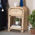 bali & pari Magni Modern Bohemian Natural Brown Rattan 1-Drawer Nightstand