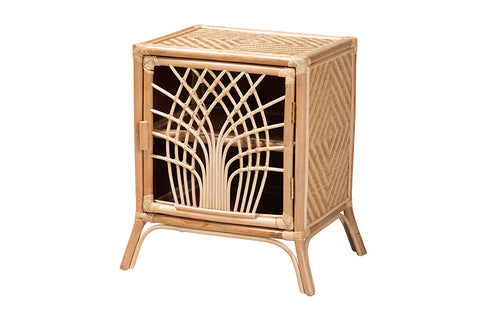 bali & pari Danna Modern Bohemian Natural Brown Rattan Nightstand